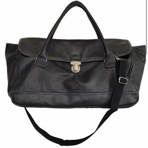 Victoria’s Secret Large Black Faux Leather Duffle